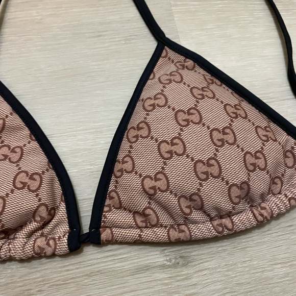 Tan and Black Logo Bikini Top - Picture 3 of 8